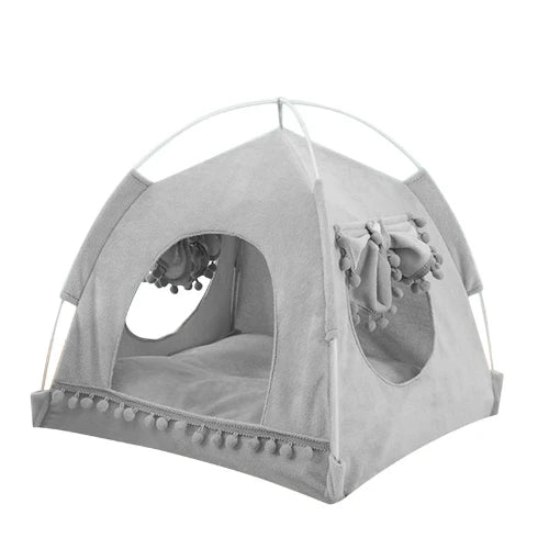 Niche pour Chihuahua : tente grise – Confort maximal avec intérieur moelleux, parfait pour les petits chiens ou chats