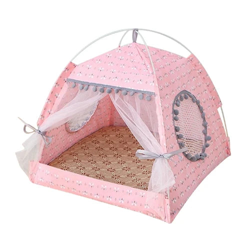 Niche pour Chihuahua : tente rose – Confort maximal avec intérieur moelleux, parfait pour les petits chiens ou chats