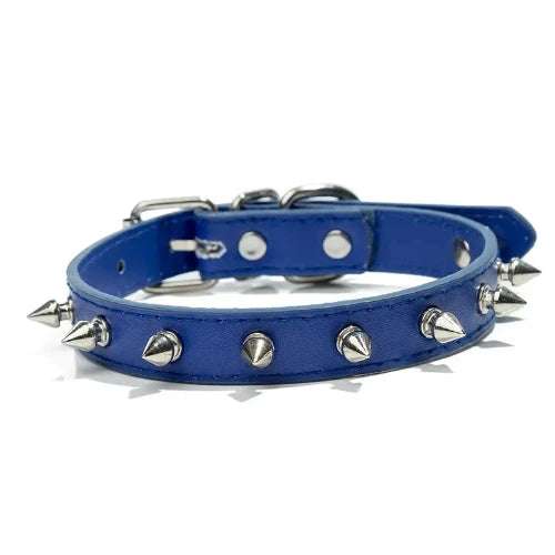 Déguisement Chihuahua : collier à pointes bleu style punk confortable et tendance, parfait pour les fêtes, évènements, anniversaires ou Halloween – taille parfaite pour les petits chiens