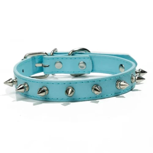 Déguisement Chihuahua : collier à pointes bleu clair style punk confortable et tendance, parfait pour les fêtes, évènements, anniversaires ou Halloween – taille parfaite pour les petits chiens