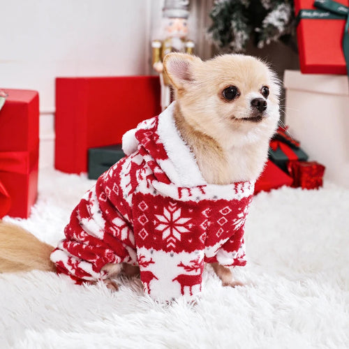 Déguisement de Noël rouge et blanc pour Chihuahua – Festif et confortable, parfait pour habiller votre petit chien ou chat