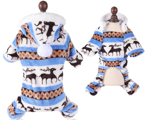 Déguisement de Noël bleu et blanc pour Chihuahua – Festif et confortable, parfait pour habiller votre petit chien ou chat