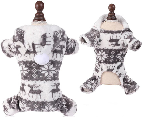 Déguisement de Noël gris et blanc pour Chihuahua – Festif et confortable, parfait pour habiller votre petit chien ou chat