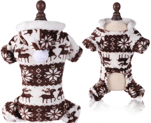 Déguisement de Noël marron et blanc pour Chihuahua – Festif et confortable, parfait pour habiller votre petit chien ou chat