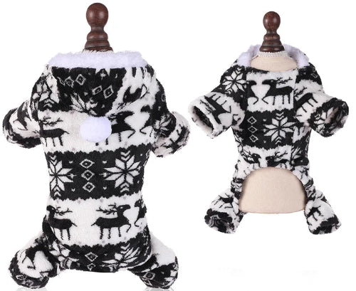 Déguisement de Noël noir et blanc pour Chihuahua – Festif et confortable, parfait pour habiller votre petit chien ou chat