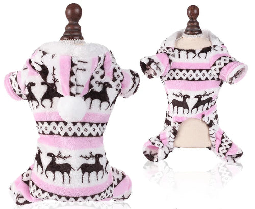 Déguisement de Noël rose et blanc pour Chihuahua – Festif et confortable, parfait pour habiller votre petit chien ou chat