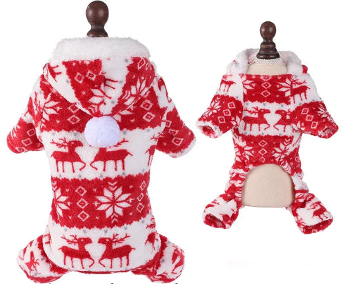 Déguisement de Noël rouge et blanc pour Chihuahua – Festif et confortable, parfait pour habiller votre petit chien ou chat
