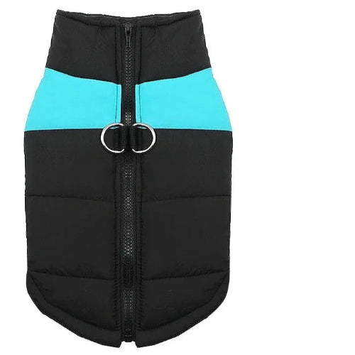 Manteau pour Chihuahua : Doudoune noire et bleue – Avec attache, chaude, idéale pour protéger votre petit chien ou chat du froid