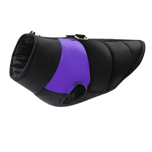 Manteau pour Chihuahua : Doudoune noire et violet – Chaude et stylée, idéale pour protéger votre petit chien ou chat du froid
