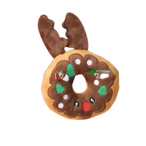 Jouet pour Chihuahua à mâcher : peluche en forme de donut marron – Idéal pour stimuler et divertir votre petit chien ou chat