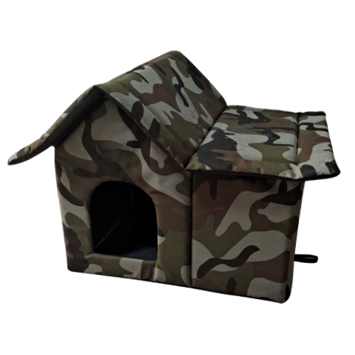 Niche pour Chihuahua : cabane militaire camouflage – Confort maximal avec intérieur moelleux, parfait pour les petits chiens ou chat