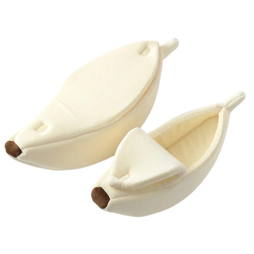 Niche pour Chihuahua : banane beige – Confort maximal avec intérieur moelleux, parfait pour les petits chiens ou chats