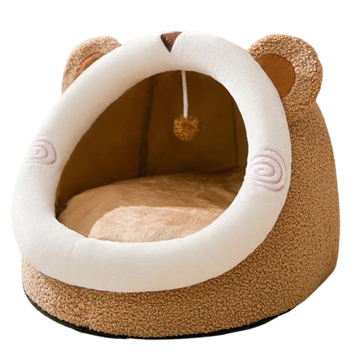Niche pour Chihuahua motif ours – Confort maximal avec intérieur moelleux, parfait pour les petits chiens ou chats