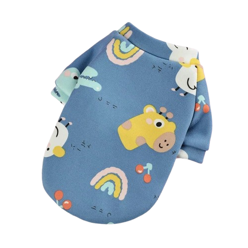 Pull pour Chihuahua bleu motifs girafe et arc en ciel â Confortable, vĂȘtement parfait pour garder votre petit chien ou chat au chaud