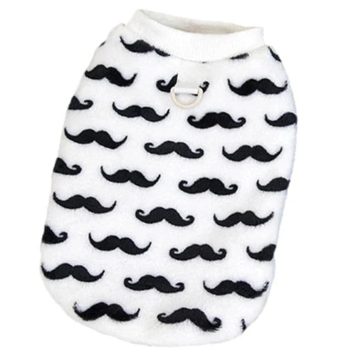 Pull pour Chihuahua blanc avec motifs moustaches noires – vêtement parfait pour garder votre petit chien ou chat au chaud