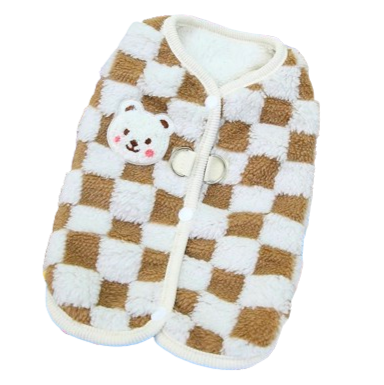 Manteau pour Chihuahua : veste à carreaux marron et blanc – Confortable, parfait pour protéger votre petit chien ou chat pendant les promenades