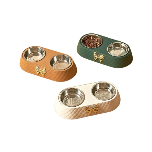 Gamelle Chien : Double avec noeud papillon