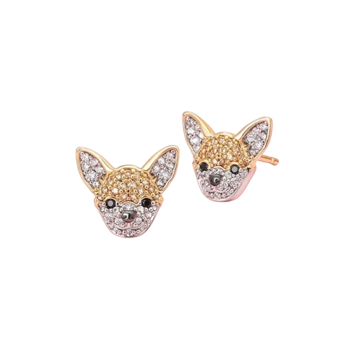 Bijoux Chihuahua : Boucles d'Oreilles Dorées