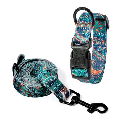 Collier pour Chihuahua en tissu motifs colorés et une laisse. Tendance, pour offrir confort et sécurité à votre petit chien ou chat