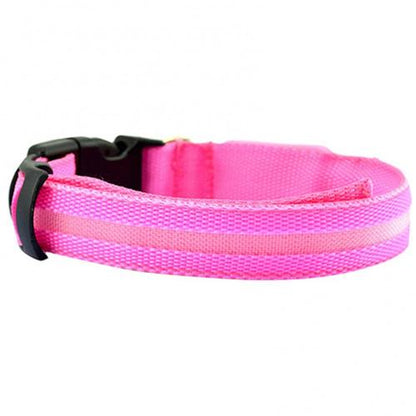 Collier pour Chihuahua en tissu rose avec éclairage LED. Tendance, pour offrir confort et sécurité à votre petit chien ou chat