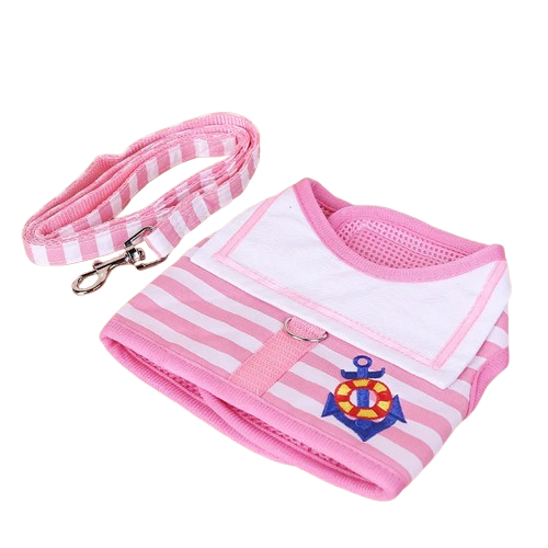 Chihuahua-Geschirr: Pink Sailor + Leine