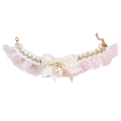 Collier pour Chihuahua avec noeud papillon blanc et une perle. Elégant, pour offrir confort et sécurité à votre petit chien ou chat