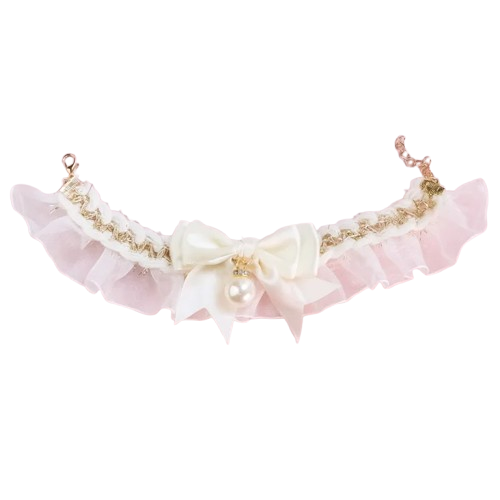 Collier pour Chihuahua avec noeud papillon blanc et une perle. Elégant, pour offrir confort et sécurité à votre petit chien ou chat