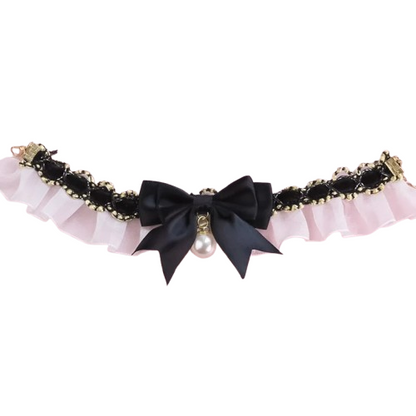 Collier pour Chihuahua avec noeud papillon noir et une perle. Elégant, pour offrir confort et sécurité à votre petit chien ou chat