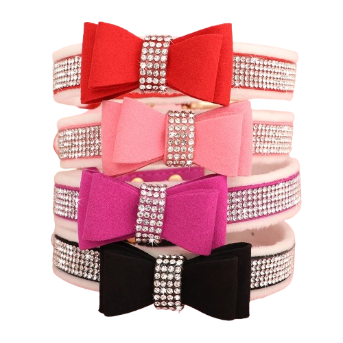 Collier pour Chihuahua avec noeud papillon et paillettes. Tendance, pour offrir confort et sécurité à votre petit chien ou chat