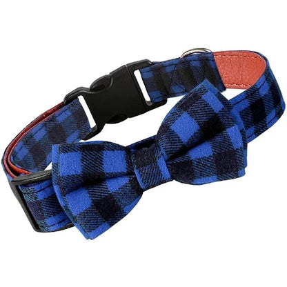 Collier pour Chihuahua avec noeud papillon de couleur bleu et noir à carreaux, pour offrir confort et sécurité à votre petit chien ou chat