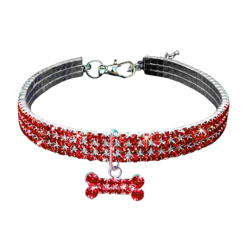 Collier Chihuahua : Strass Paillettes Os