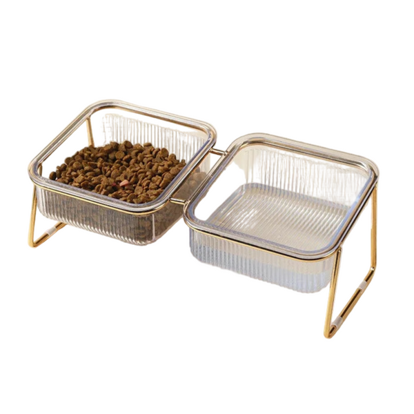 Gamelle Chien : Dorée et verre, double