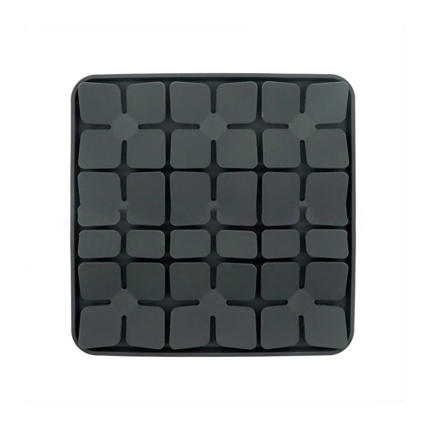 Tapis anti glouton en silicone gris, pour faire manger lentement les petits chiens et les chats. Vendu sur la boutique « Mon Petit Chihuahua » 
