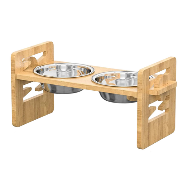 Gamelle Chien : Inclinable en bambou