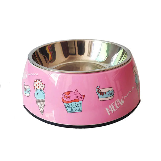 Gamelle Chien : Inox rose motifs Chats