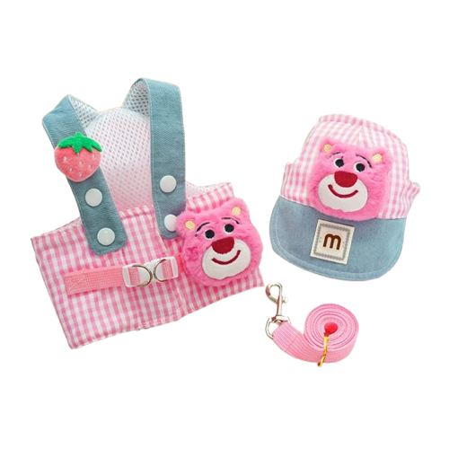 Chihuahua Harness: Pink Teddy Bear Set