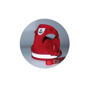 Harnais : gilet réfléchissant rouge pour petit chien avec sa laisse assortie. Confortable, convient aux petits chiens, chihuahuas, ou aux chats.