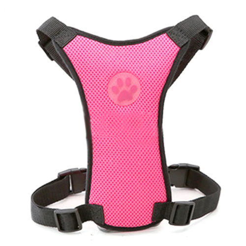 Harnais rose pour attacher votre petit chien lors de vos trajets en voiture. Convient à tous les véhicules. S’adapte aux petits chiens, chihuahuas, ou aux chats.