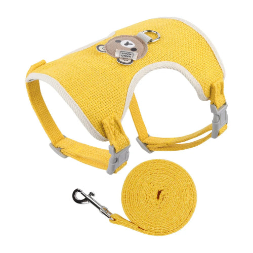 Chihuahua Harness: Yellow with Teddy Bear + Leash