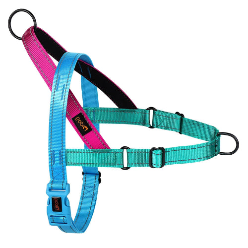Harnais multicolore résistant en nylon pour chiens. Confortable, convient aux petits chiens, chihuahuas, ou aux chats. Vendu dans la boutique « Mon Petit Chihuahua »
