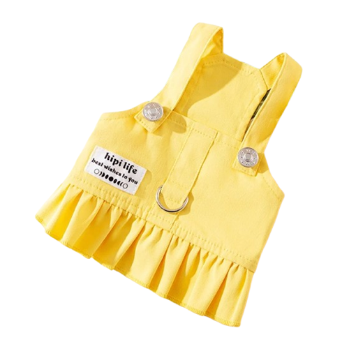 Chihuahua Harness: Yellow Dress + Leash