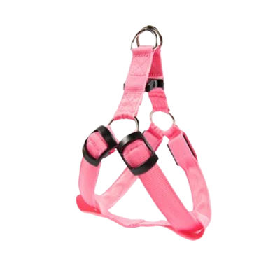 Harnais rose lumineux LED pour petit chien. Réglable et confortable, convient aux petits chiens, chihuahuas, ou aux chats.