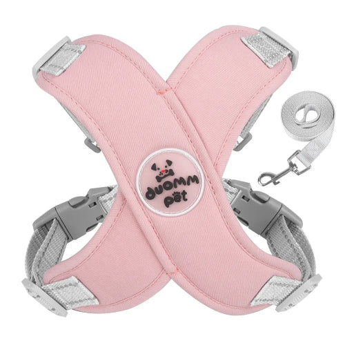 Chihuahua Harness: Pink and Gray + Leash