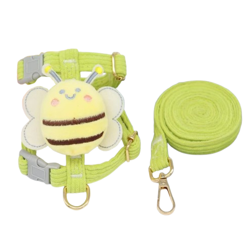 Harnais Chihuahua : Vert avec Abeille en Relief + Laisse