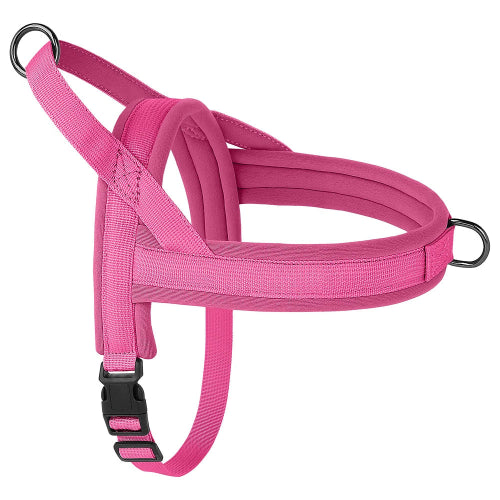 Harnais rose résistant en nylon pour chiens. Confortable, convient aux petits chiens, chihuahuas, ou aux chats. Vendu dans la boutique « Mon Petit Chihuahua »