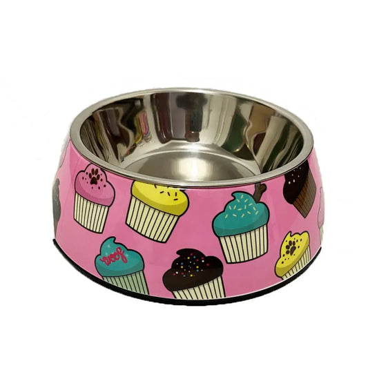 Gamelle Chien : Inox rose motifs Muffins