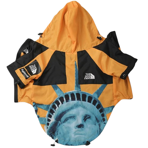 Manteau pour Chihuahua - Imperméable jaune aux motifs USA – parfait pour protéger votre petit chien ou chat par temps de pluie
