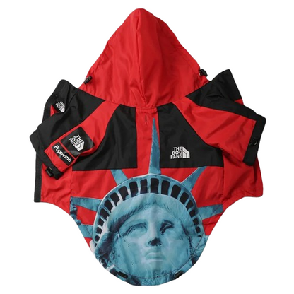 Manteau pour Chihuahua - Imperméable rouge aux motifs USA – parfait pour protéger votre petit chien ou chat par temps de pluie