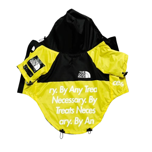 Manteau pour Chihuahua - Imperméable jaune avec écritures blanches – parfait pour protéger votre petit chien ou chat par temps de pluie