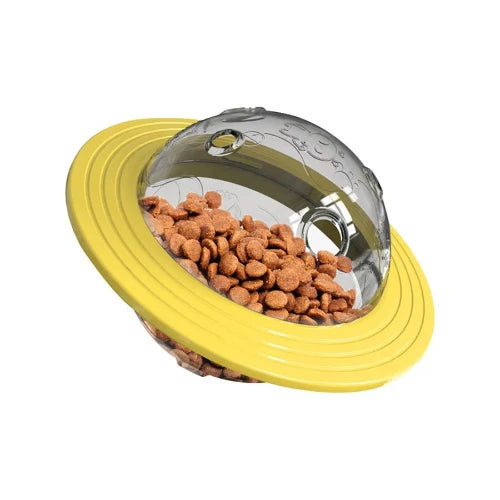 Jouet pour Chihuahua : boule jaune distributeur de croquettes – Idéal pour stimuler et divertir votre petit chien ou chat